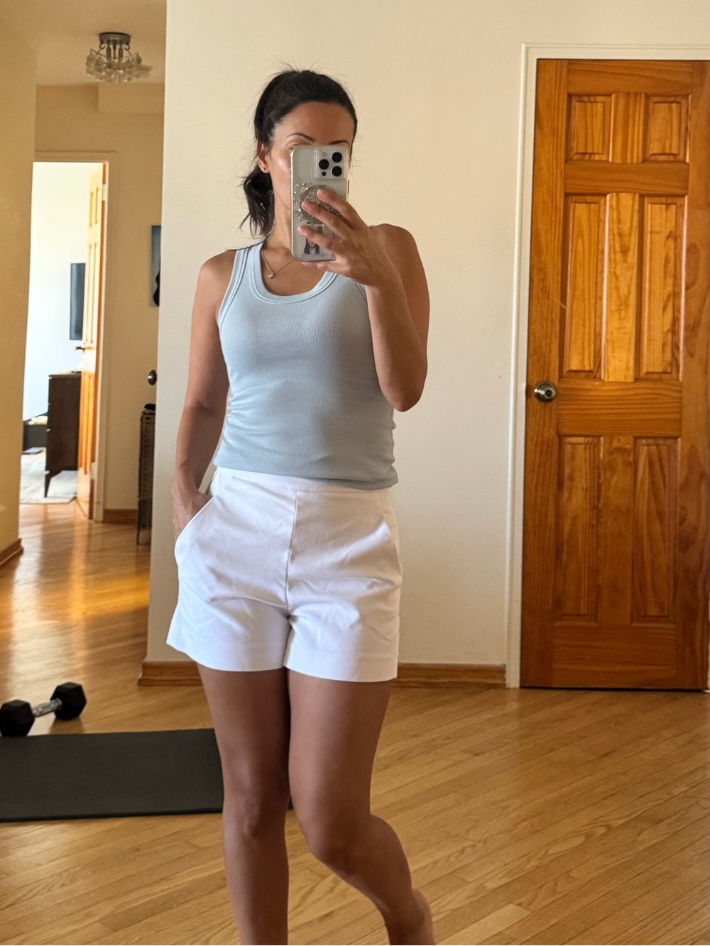Zara White High Waist Women's Shorts